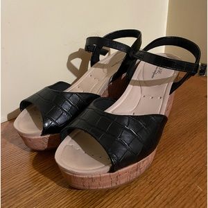 High Heeled Black Peep Toe Sandals
